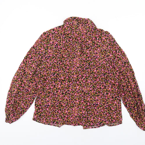 H&M Womens Multicoloured Floral Viscose Basic Button-Up Size M Collared