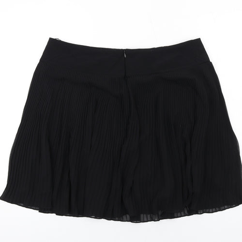 Monsoon Womens Black Polyester A-Line Skirt Size 16 Zip - Pleated