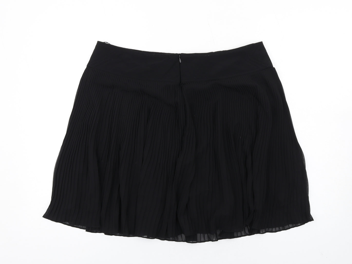 Monsoon Womens Black Polyester A-Line Skirt Size 16 Zip - Pleated