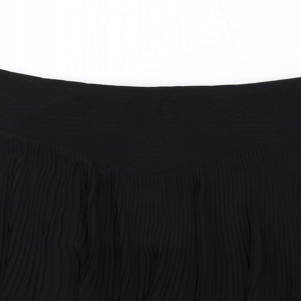 Monsoon Womens Black Polyester A-Line Skirt Size 16 Zip - Pleated