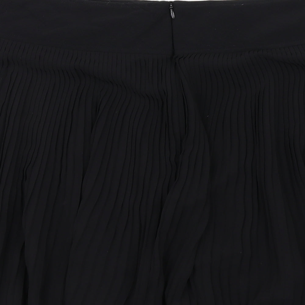 Monsoon Womens Black Polyester A-Line Skirt Size 16 Zip - Pleated