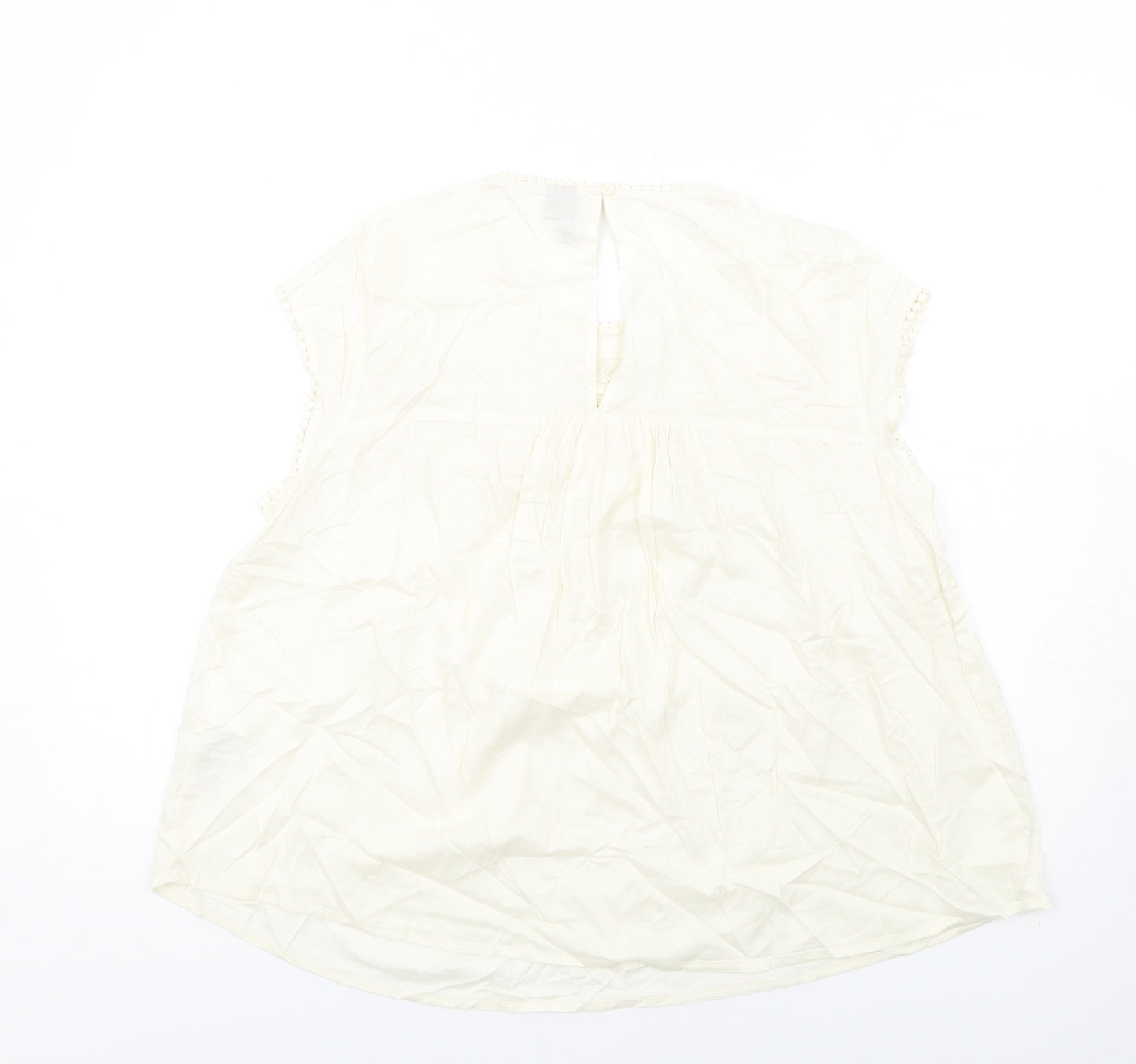 VERO MODA Womens Ivory Viscose Basic Blouse Size 18 Round Neck