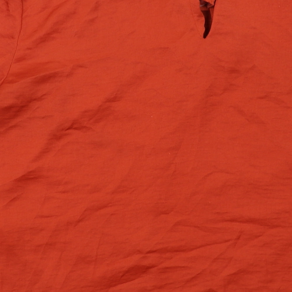 Warehouse Womens Orange Polyester Basic Blouse Size 14 Round Neck - Ruched Front