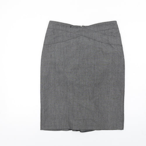Marks and Spencer Womens Grey Polyester Straight & Pencil Skirt Size 12 Zip