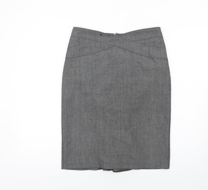 Marks and Spencer Womens Grey Polyester Straight & Pencil Skirt Size 12 Zip