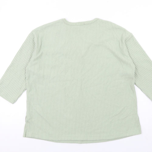 New Look Womens Green V-Neck Polyester Pullover Jumper Size M
