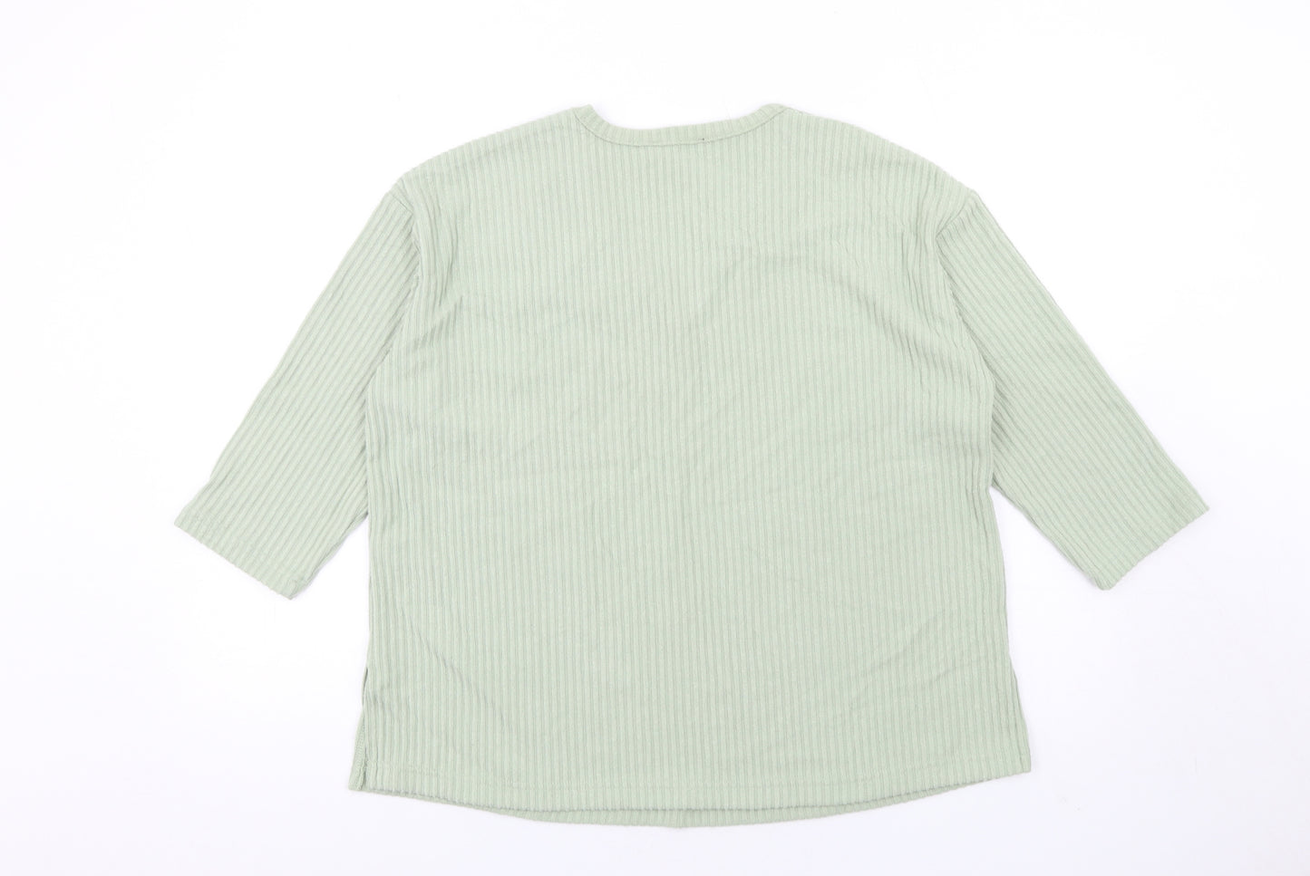 New Look Womens Green V-Neck Polyester Pullover Jumper Size M