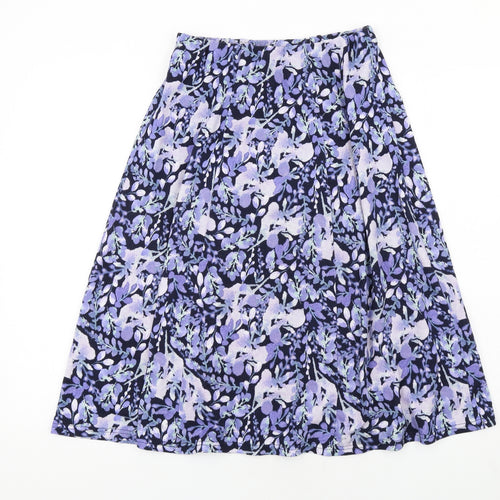 EWM Womens Blue Floral Polyester A-Line Skirt Size 10