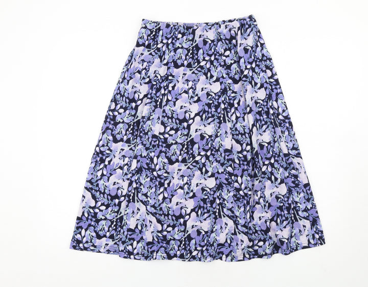 EWM Womens Blue Floral Polyester A-Line Skirt Size 10