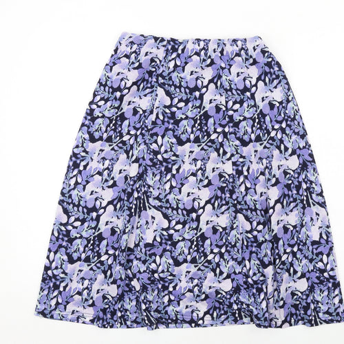 EWM Womens Blue Floral Polyester A-Line Skirt Size 10