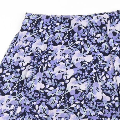 EWM Womens Blue Floral Polyester A-Line Skirt Size 10