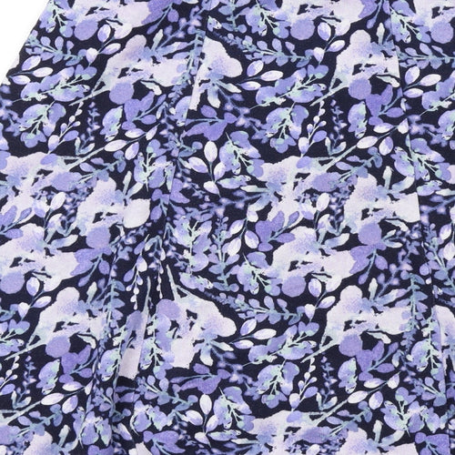 EWM Womens Blue Floral Polyester A-Line Skirt Size 10