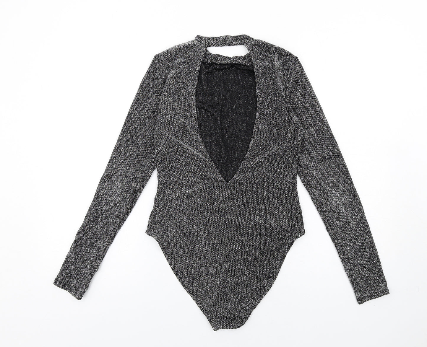 H&M Womens Silver Polyamide Bodysuit One-Piece Size M Snap - Open Back