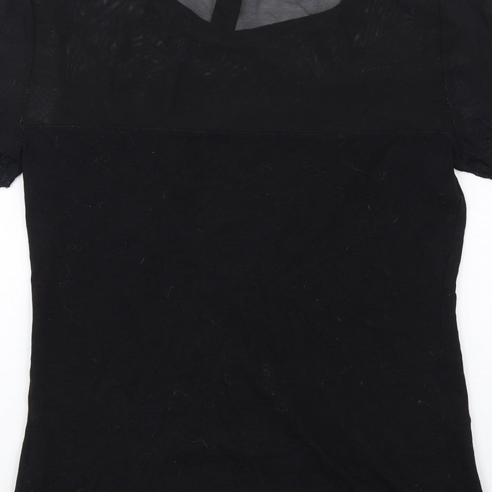 H&M Womens Black Cotton Basic T-Shirt Size S Round Neck