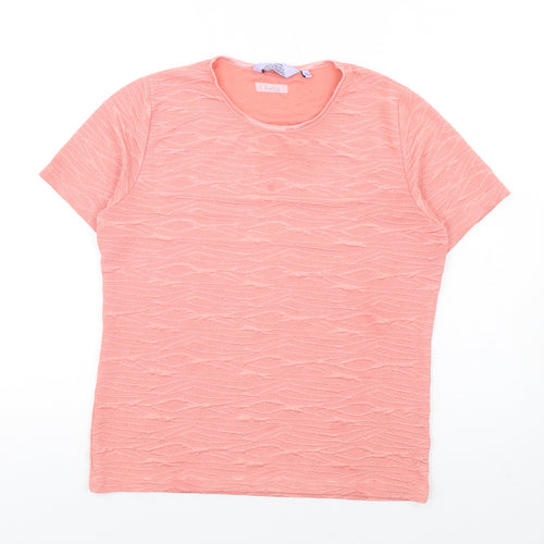 EWM Womens Pink Polyester Basic T-Shirt Size S Round Neck