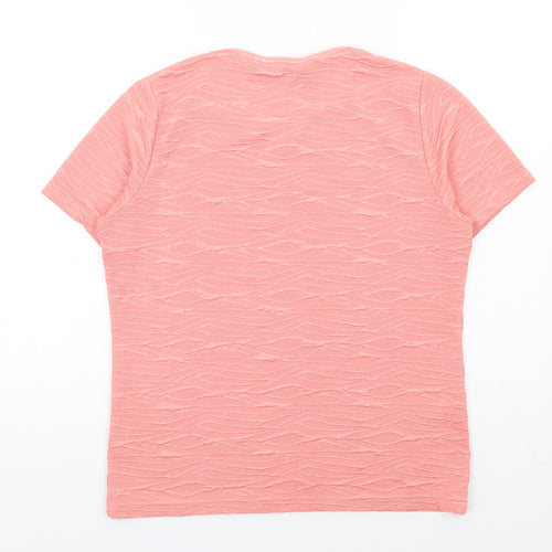 EWM Womens Pink Polyester Basic T-Shirt Size S Round Neck