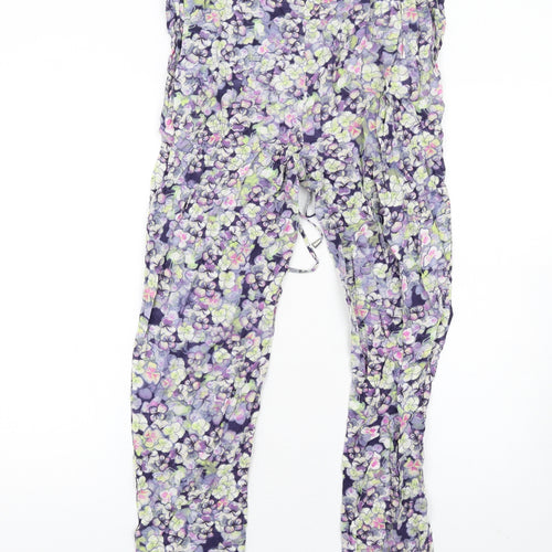 Warehouse Womens Multicoloured Floral Viscose Trousers Size 12 L30 in Regular Drawstring