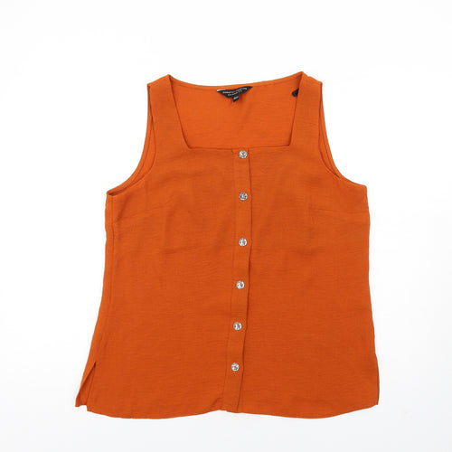 Dorothy Perkins Womens Orange Polyester Basic Tank Size 14 Square Neck