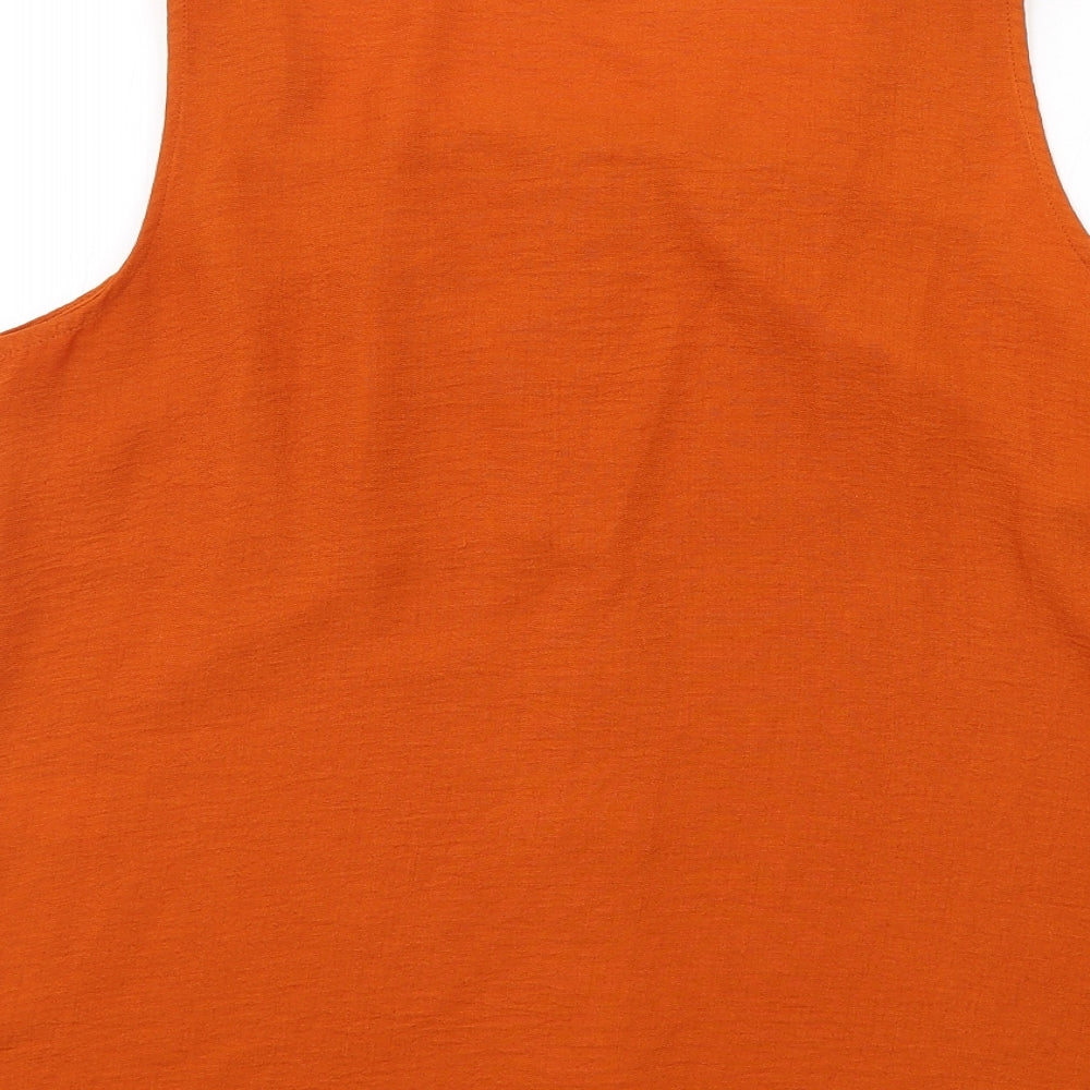 Dorothy Perkins Womens Orange Polyester Basic Tank Size 14 Square Neck