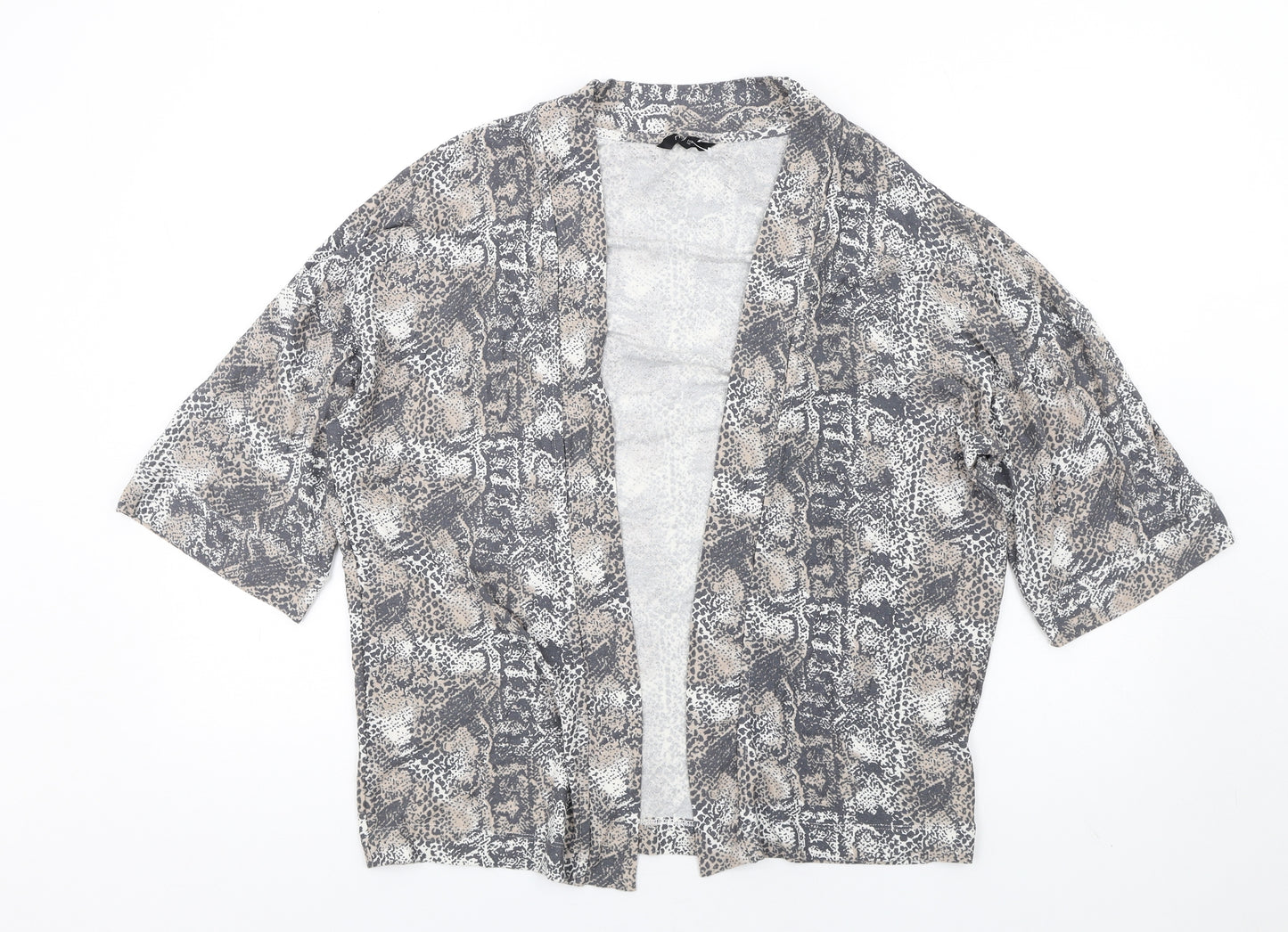 NEXT Womens Multicoloured V-Neck Animal Print Viscose Cardigan Jumper Size 8 - Snake Print