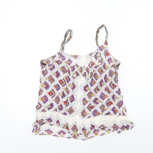 Per Una Womens Multicoloured Geometric Viscose Camisole Tank Size 14 Scoop Neck - Beaded Neckline