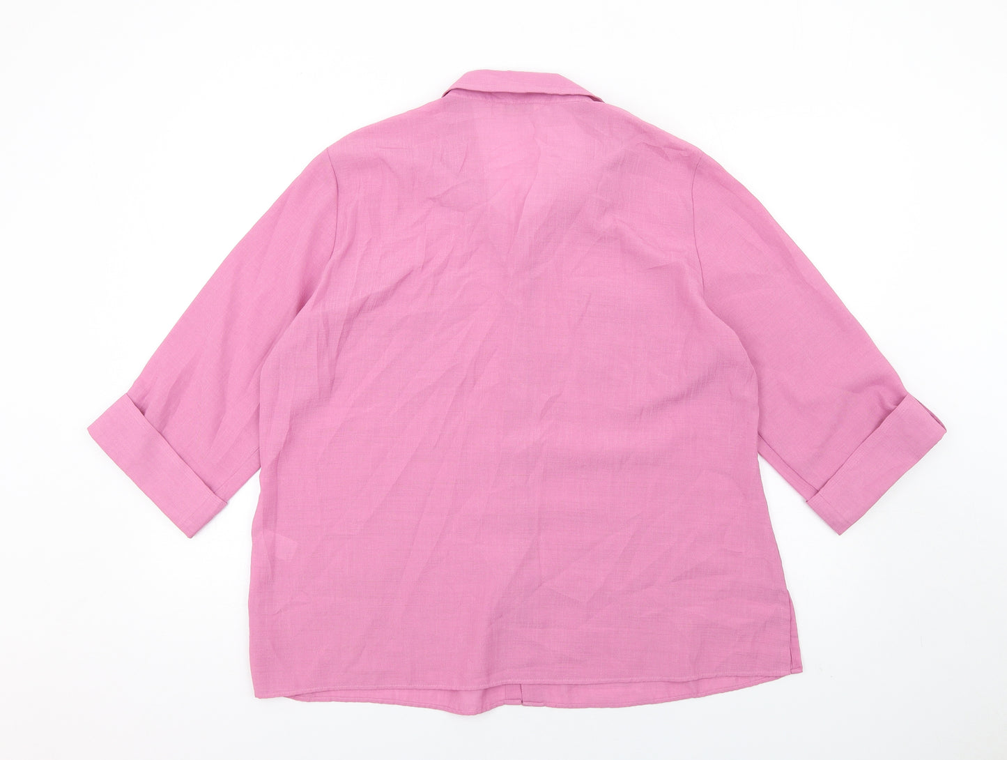 Marks and Spencer Womens Pink Polyester Basic Button-Up Size 20 Collared