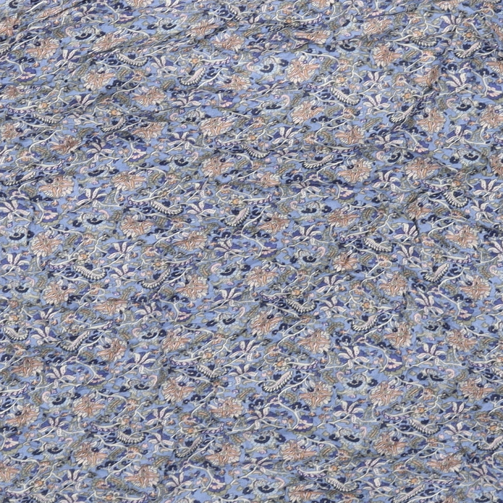 EDC Womens Blue Geometric Viscose Basic T-Shirt Size S Scoop Neck