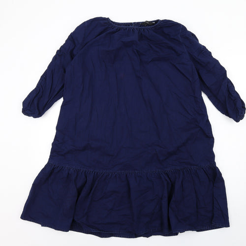 NEXT Womens Blue Viscose Trapeze & Swing Size 8 Round Neck Button