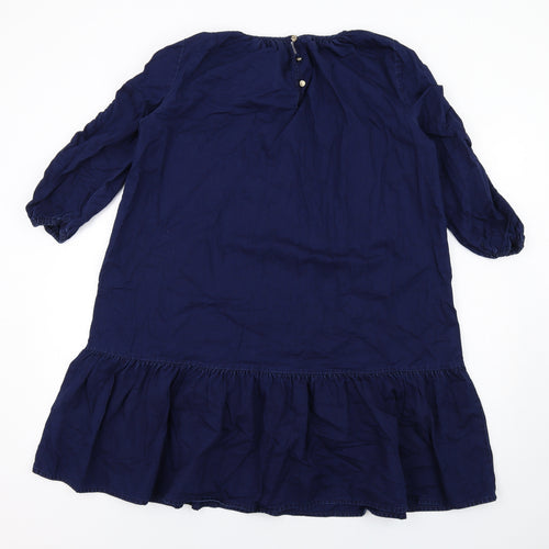 NEXT Womens Blue Viscose Trapeze & Swing Size 8 Round Neck Button