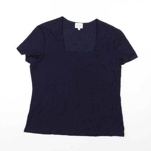 Kaliko Womens Blue Nylon Basic T-Shirt Size 14 Square Neck
