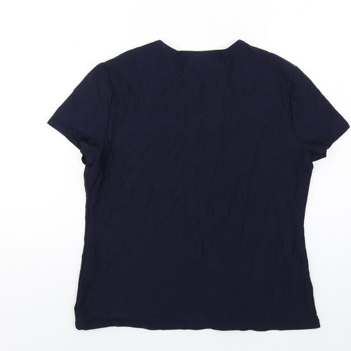 Kaliko Womens Blue Nylon Basic T-Shirt Size 14 Square Neck