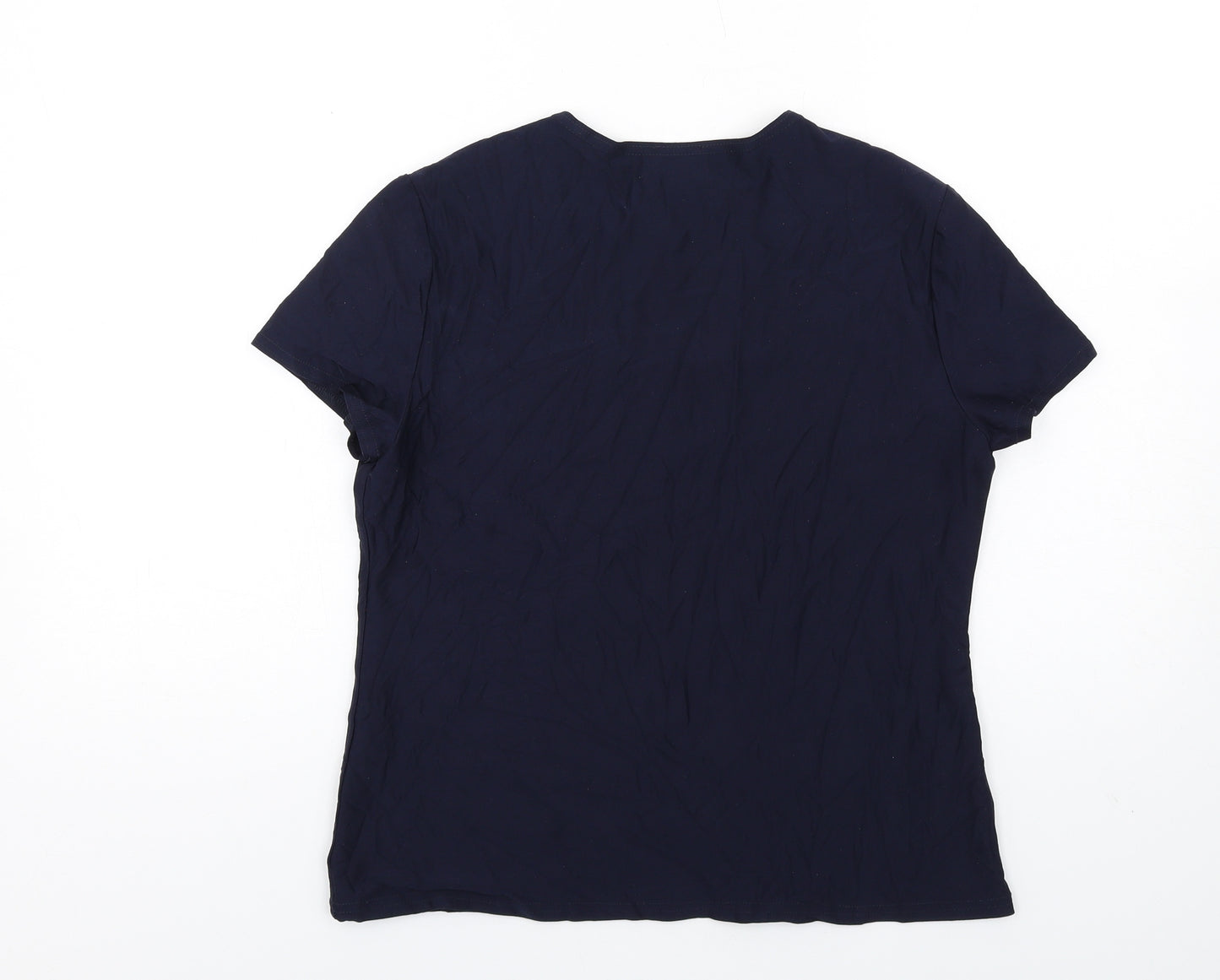 Kaliko Womens Blue Nylon Basic T-Shirt Size 14 Square Neck