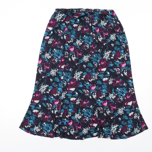 Kate Lilly Womens Multicoloured Floral Polyester A-Line Skirt Size 10