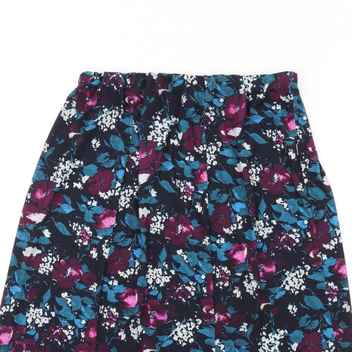 Kate Lilly Womens Multicoloured Floral Polyester A-Line Skirt Size 10