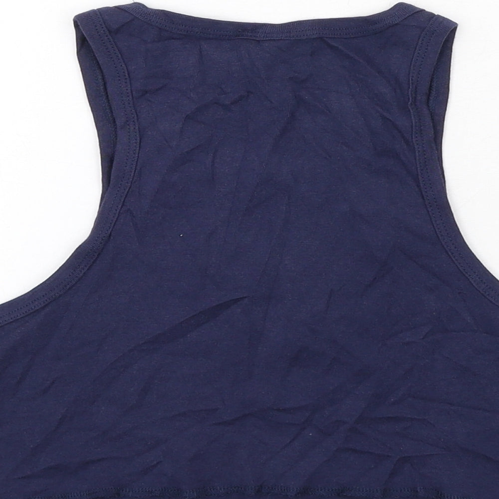H&M Womens Blue Cotton Basic Tank Size M Round Neck