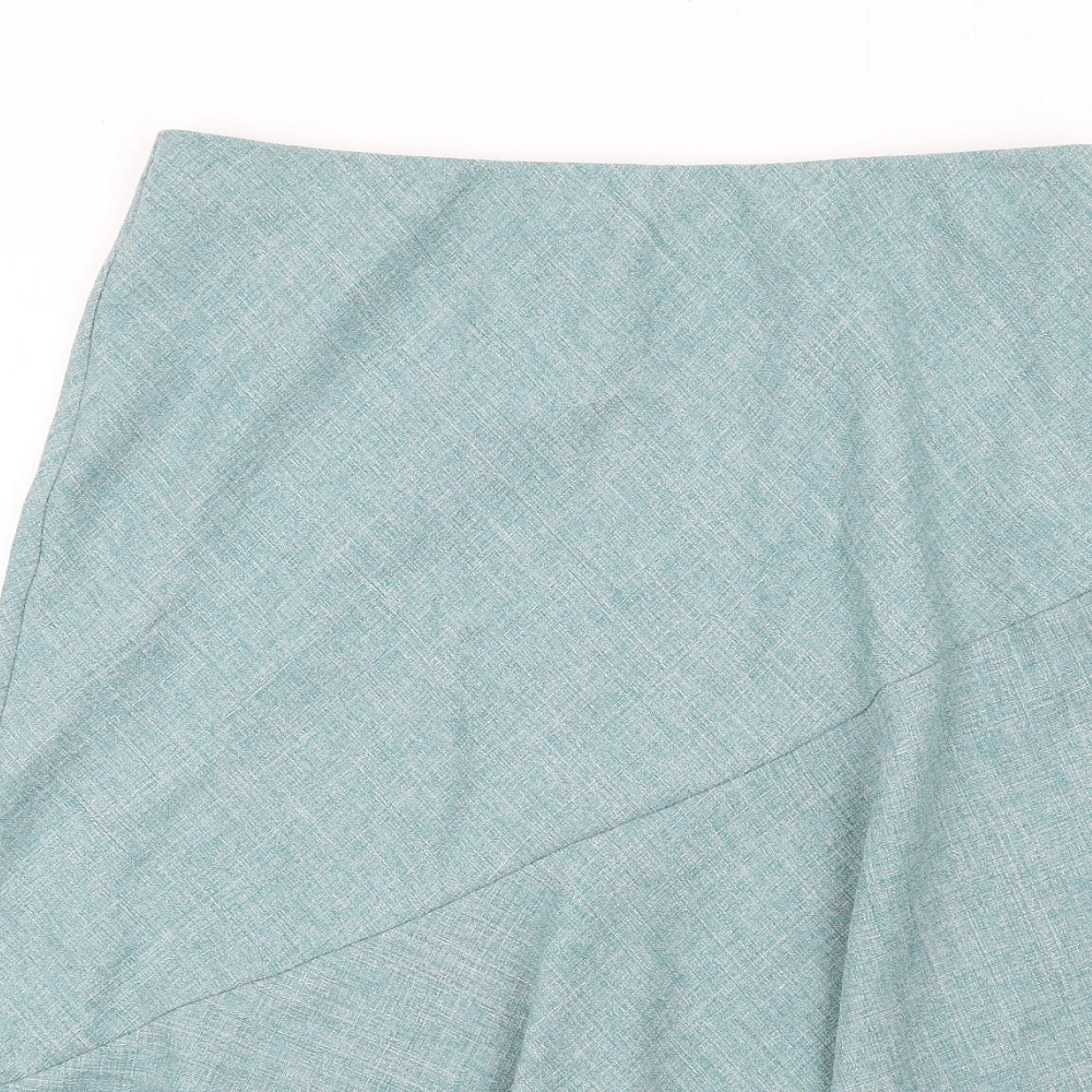 EWM Womens Blue Polyester A-Line Skirt Size 14