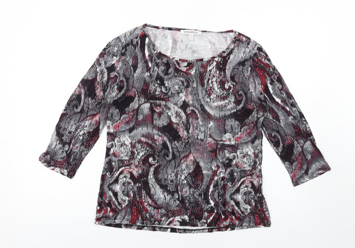 Annabelle Womens Multicoloured Geometric Viscose Basic T-Shirt Size 14 Scoop Neck