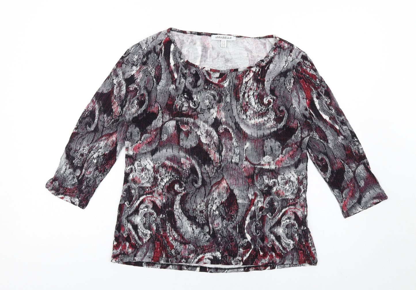 Annabelle Womens Multicoloured Geometric Viscose Basic T-Shirt Size 14 Scoop Neck