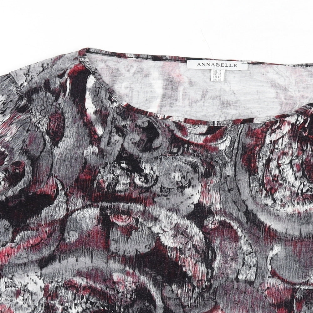 Annabelle Womens Multicoloured Geometric Viscose Basic T-Shirt Size 14 Scoop Neck