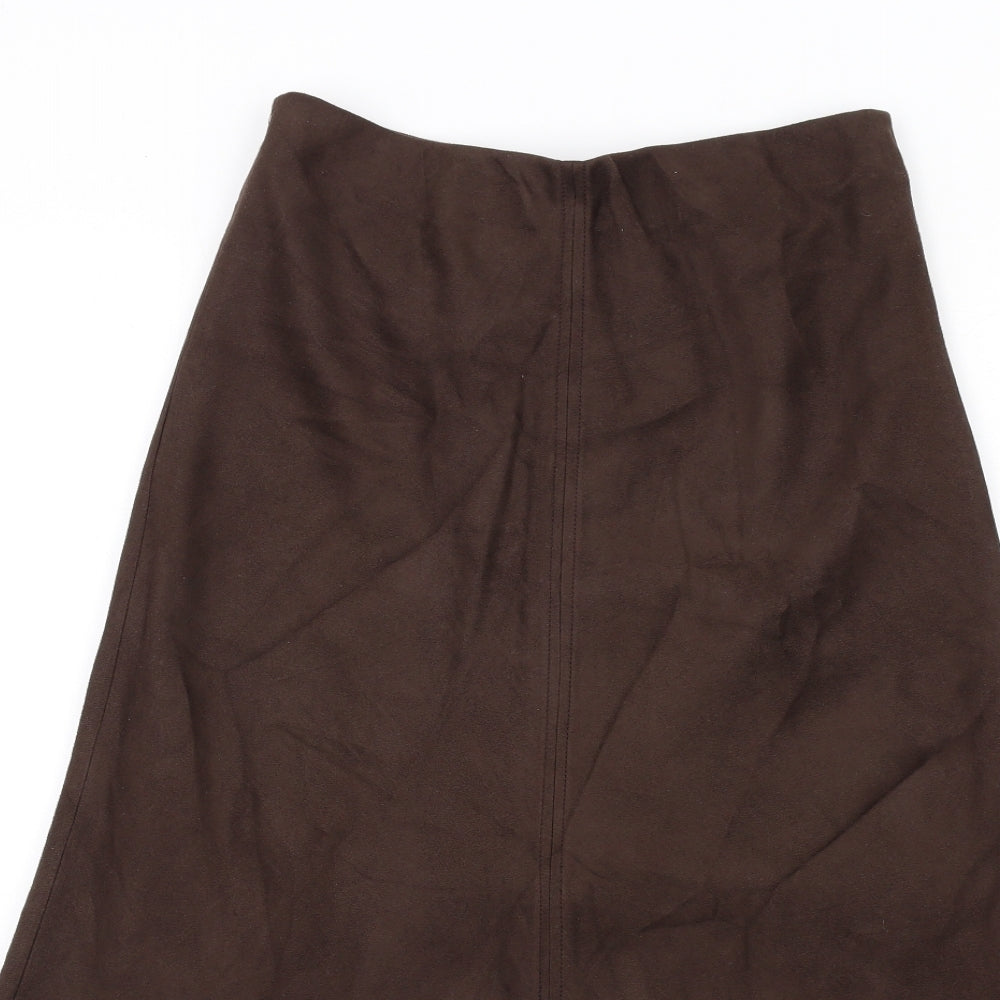 EWM Womens Brown Polyester A-Line Skirt Size 10 - Suede Style