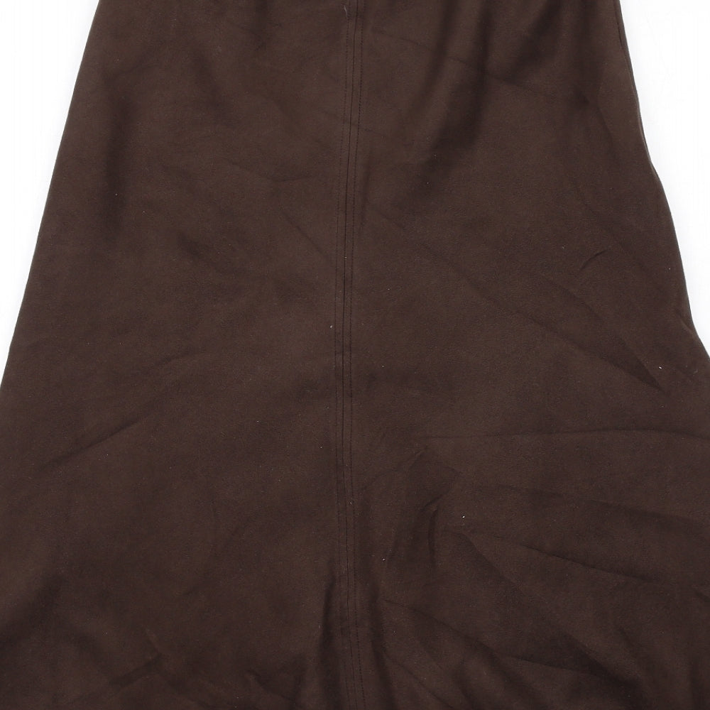 EWM Womens Brown Polyester A-Line Skirt Size 10 - Suede Style
