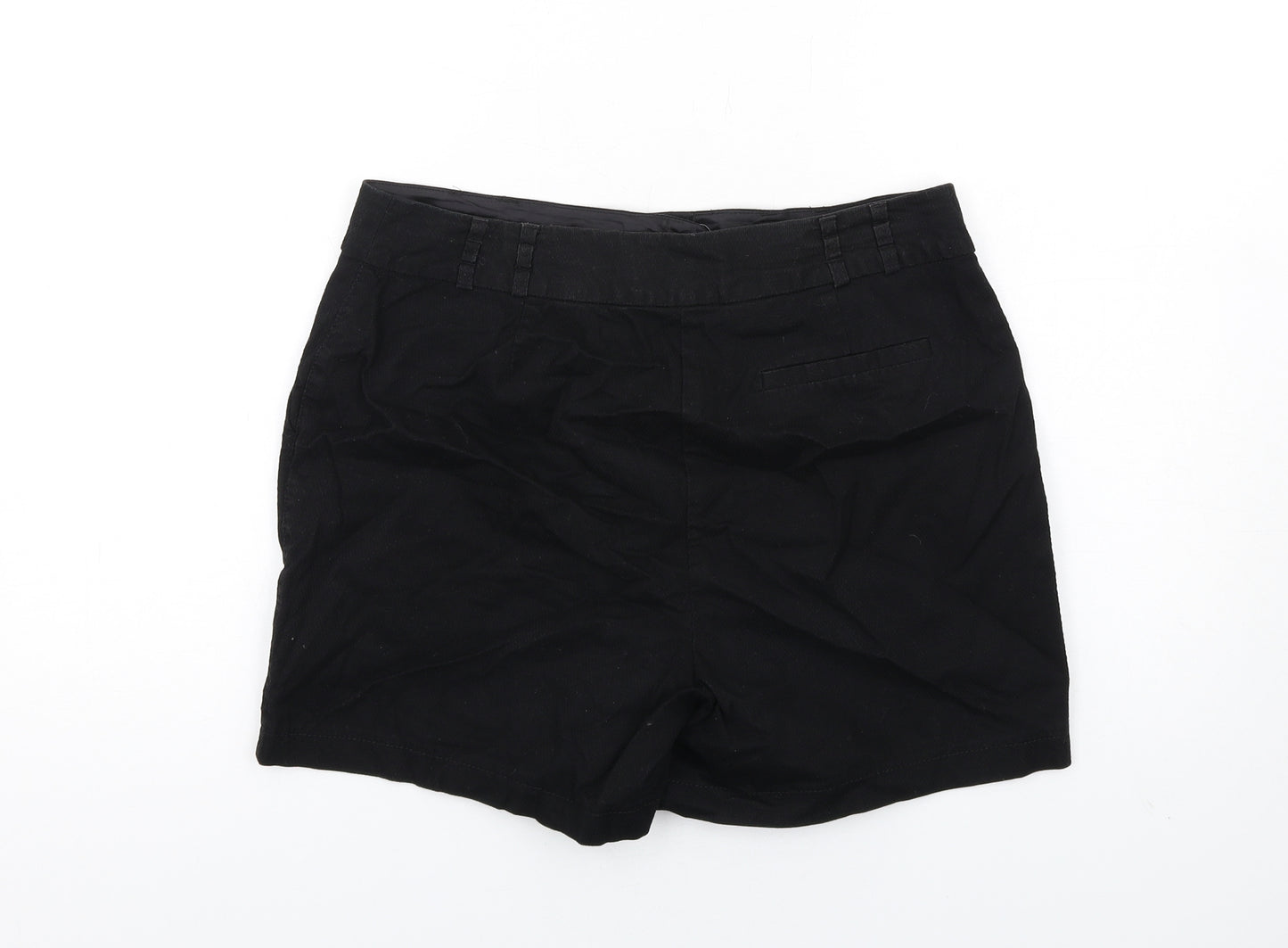 NEXT Womens Black Cotton Basic Shorts Size 12 Regular Zip