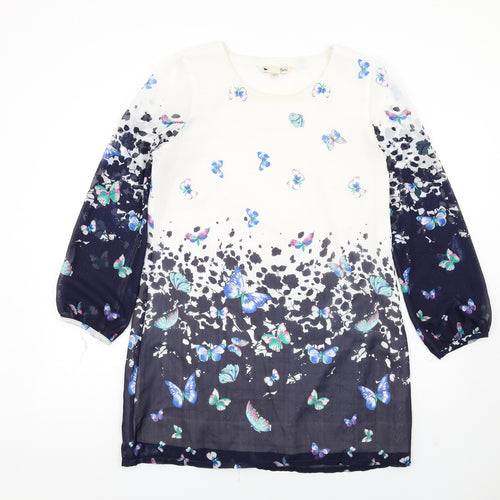 Yumi Womens Multicoloured Geometric Polyester A-Line Size 14 Round Neck Zip - Butterflies