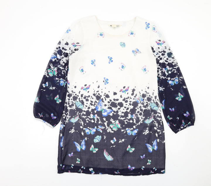 Yumi Womens Multicoloured Geometric Polyester A-Line Size 14 Round Neck Zip - Butterflies