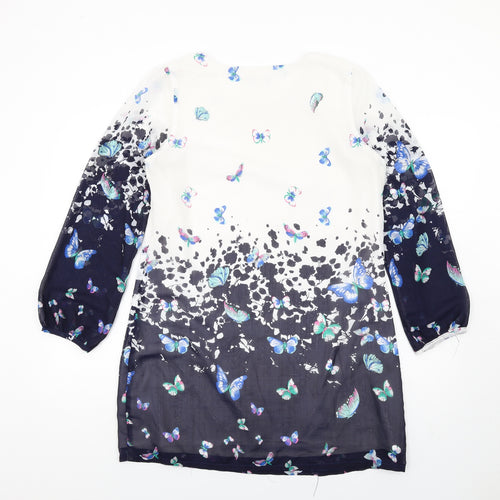 Yumi Womens Multicoloured Geometric Polyester A-Line Size 14 Round Neck Zip - Butterflies