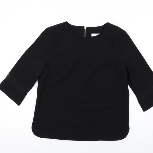 Arte Womens Black Polyester Basic T-Shirt Size 10 Round Neck - Mesh Inserts