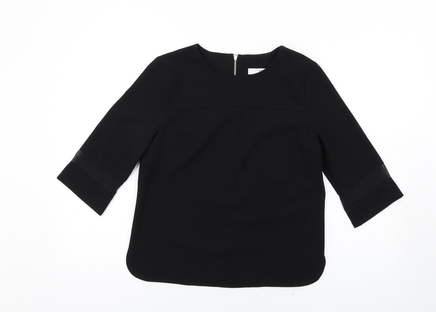 Arte Womens Black Polyester Basic T-Shirt Size 10 Round Neck - Mesh Inserts