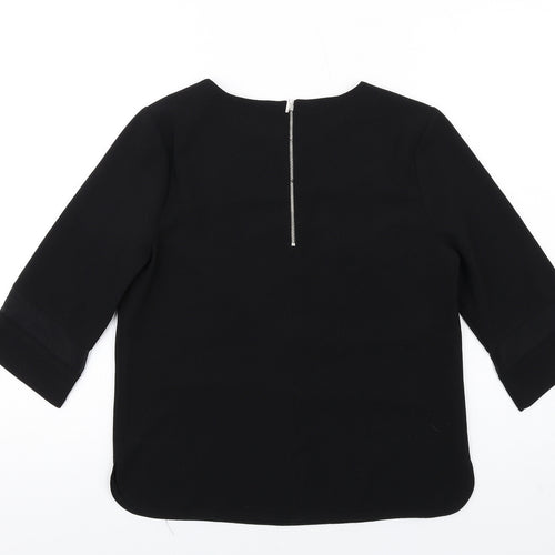 Arte Womens Black Polyester Basic T-Shirt Size 10 Round Neck - Mesh Inserts