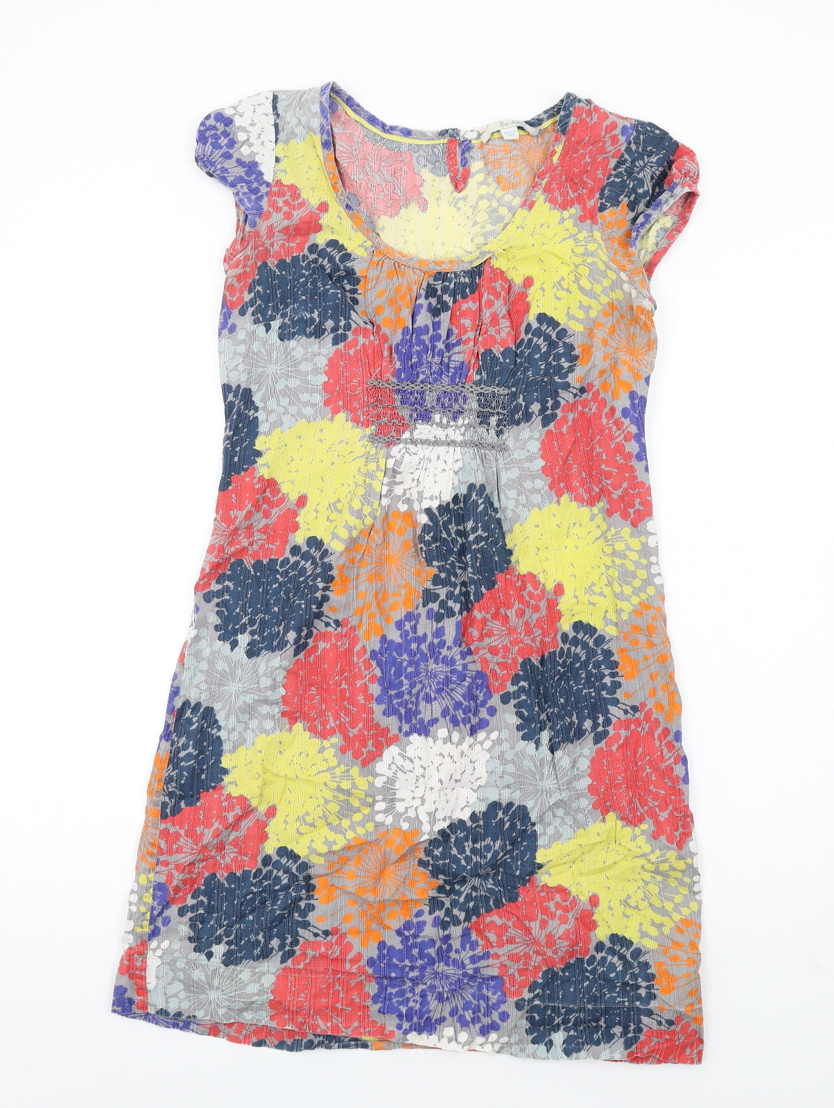 Boden Womens Multicoloured Geometric Cotton A-Line Size 10 Scoop Neck Zip