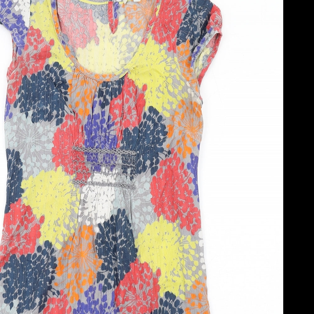 Boden Womens Multicoloured Geometric Cotton A-Line Size 10 Scoop Neck Zip